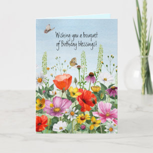 Agradecimento Cartão de escritura de flores silvestres com aquar