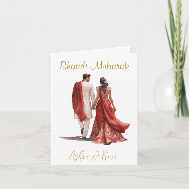 Agradecimento Cartão de Felicitações de Casamento Desi (Frente)