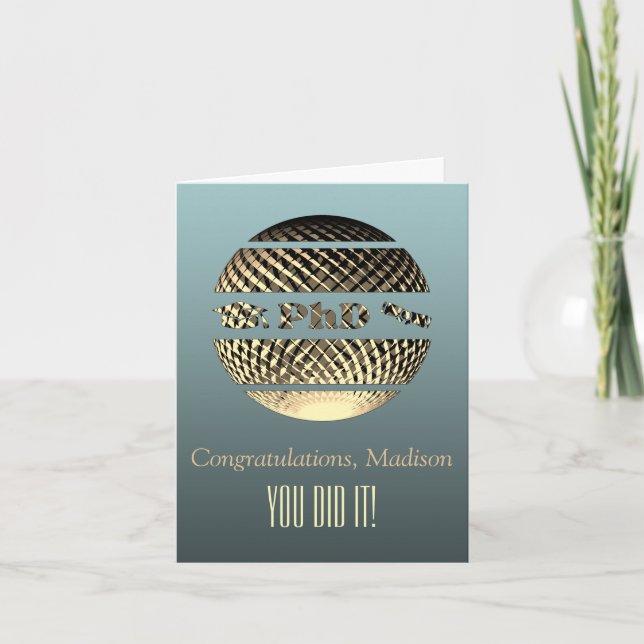 Agradecimento Cartão de felicitações por doutorado ouro platina (Frente)