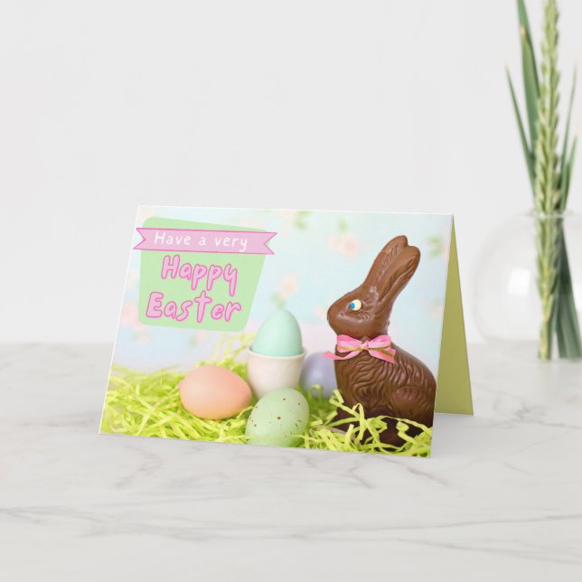 Agradecimento Cartão de Felz pascoa de coelho de chocolate (Frente)
