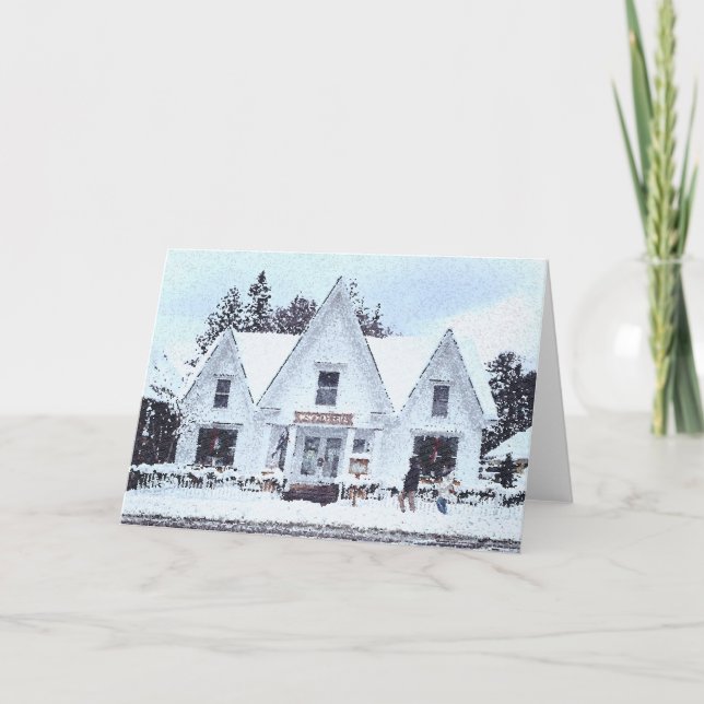 Agradecimento Cartão de Feriado Snowy Vermont (Frente)