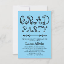 Cartão de Festa de Graduação Simples Preto e Branc