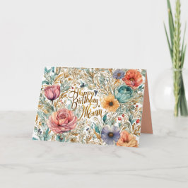 Agradecimento Cartão de Flores de Aniversário da mãe