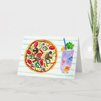 Agradecimento Cartão de foodie de pizza e coquetel