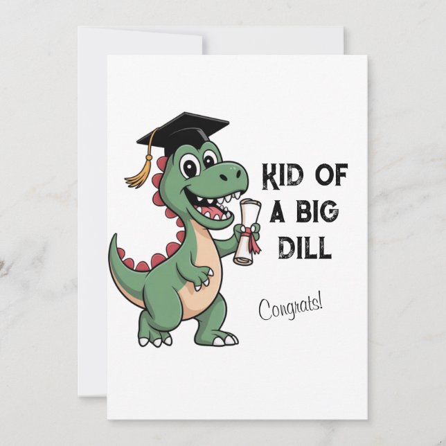 Agradecimento Cartão de Formatura de Dinossauro Engraçado – Cria (Frente)