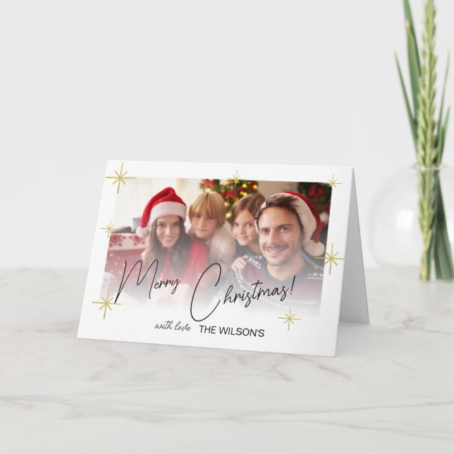 Agradecimento Cartão de Foto com Letra Neogrita de Natal (Frente)
