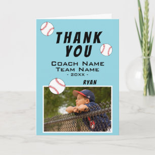 Agradecimento Cartão de Foto de Beisebol Azul Obrigado Treinador