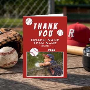 Agradecimento Cartão de Foto de Beisebol Obrigado Treinador Verm
