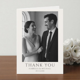 Agradecimento Cartão de Foto de Casamento Elegante Com Agradecim