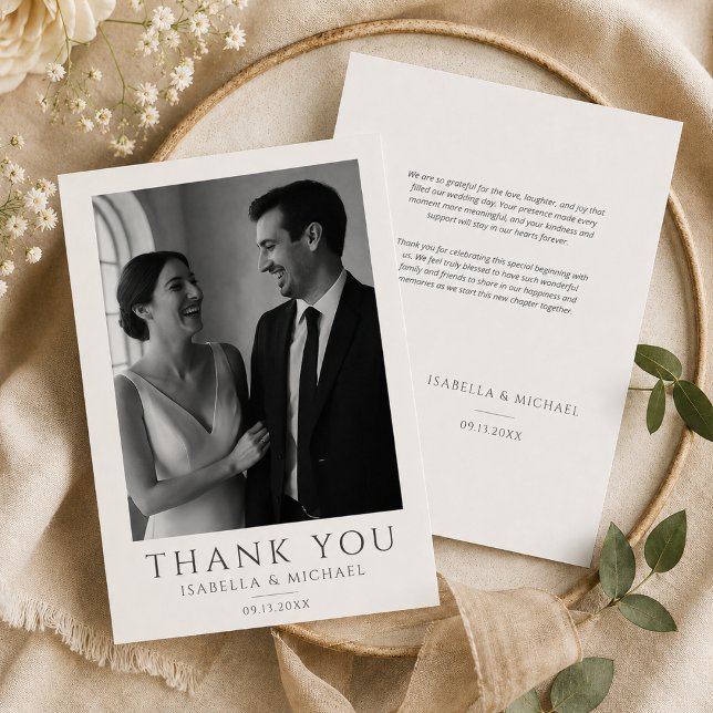 Agradecimento Cartão de Foto de Casamento Formal Clássico Com Me (Criador carregado)