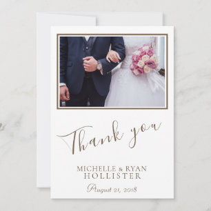 Agradecimento Cartão de Foto de Casamento Mensagem Elegante Obri