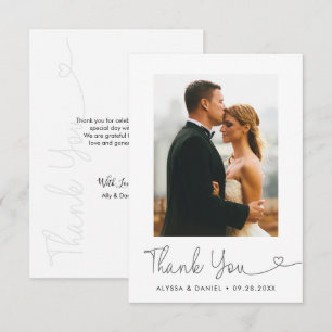 Agradecimento Cartão de Foto de Casamento Minimalista com roteir