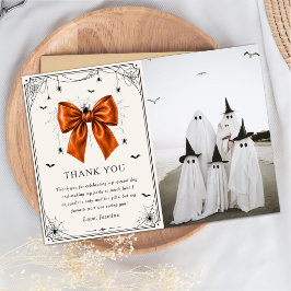 Agradecimento Cartão de Foto de Halloween Obrigado Laranja Arco