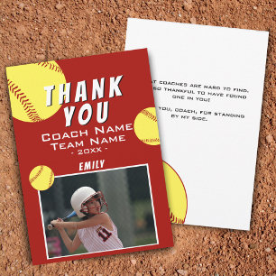 Agradecimento Cartão de Foto de Softbol Obrigado Treinador Verme