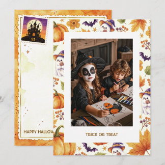 Agradecimento Cartão de Foto Personalizado de Abóbora Fantasma d