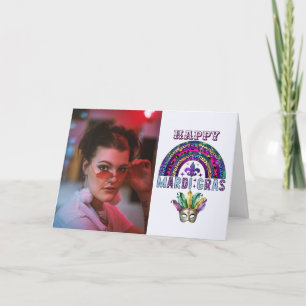 Agradecimento Cartão de Foto Personalizado do Mardi Gras