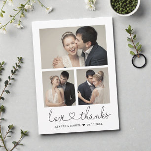 Agradecimento Cartão de fotos de casamento personalizadas com o 