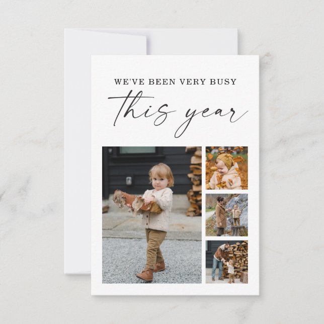 Agradecimento Cartão de Fotos Mínimo de Natal Moderno (Frente)