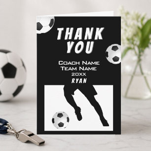 Agradecimento Cartão de Futebol Preto Obrigado Treinador