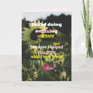 Agradecimento Cartão de Girassol Engraçado da Mãe para Terapia d