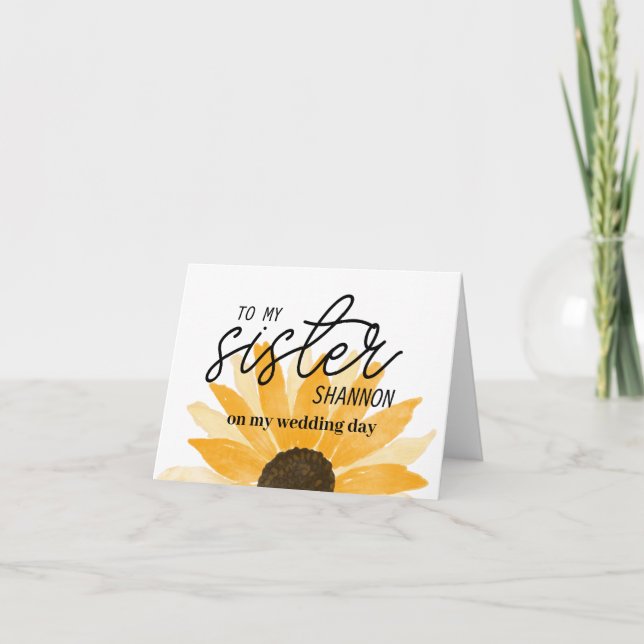 Agradecimento Cartão de Girassol Personalizado Para Minha Irmã (Frente)