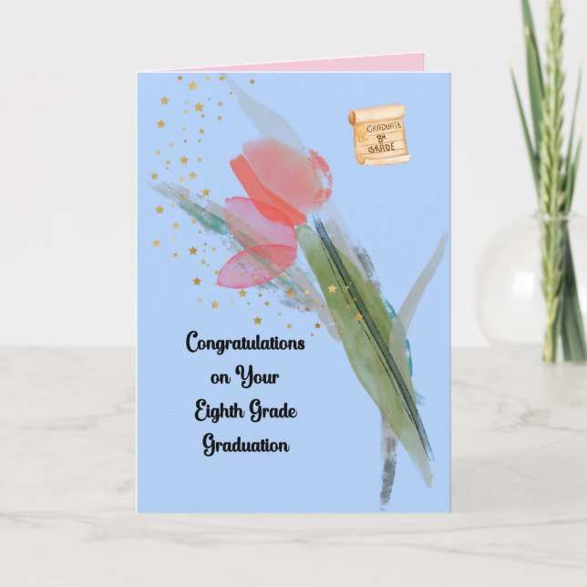 Agradecimento Cartão de Graduação do 8º Grau com Tulip (Frente)