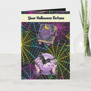 Agradecimento Cartão de Halloween com Teias Coloridas & Fortuna