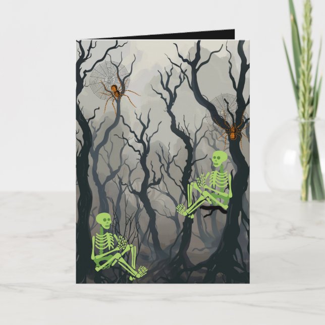 Agradecimento Cartão de Halloween de Skeleton Spookey (Frente)