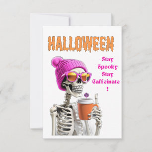 Agradecimento Cartão de Halloween Fique Assustador, Fique Cafein
