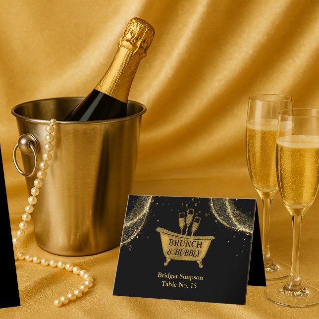 Agradecimento Cartão de hóspede Dourado preto Brunch e Bubbles (Criador carregado)