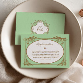 Agradecimento Cartão de Informação de Casamento Barroco Verde Me