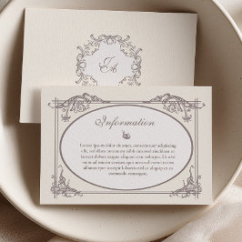 Agradecimento Cartão de Informação de Casamento Ivory Baroque co
