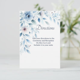 Agradecimento Cartão de Instruções com Floral Azul Elegante