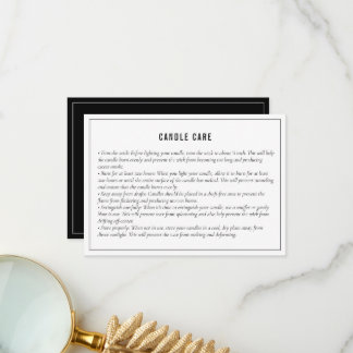 Agradecimento Cartão de Instruções de Cuidados com Velas Preto e