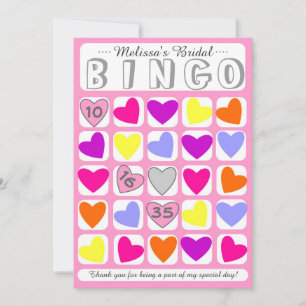 Agradecimento Cartão de jogo de bingo de noiva personalizável