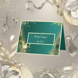 Agradecimento Cartão de lugar de convidado de joia verde-esmeral