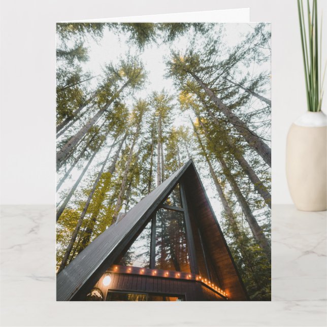AGRADECIMENTO CARTÃO DE MADEIRA DE CABINA DE ANIVERSÁRIO A-FRAME (Frente)
