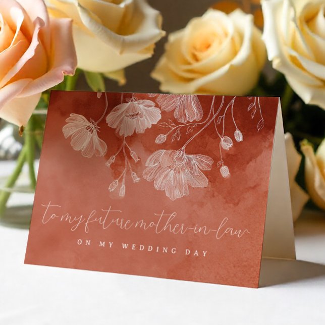 Agradecimento Cartão de Mãe do Marido do Futuro com Flores de Te (Mother In Law Card)