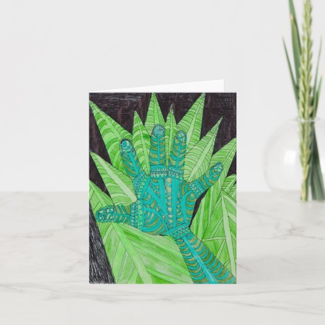 Agradecimento Cartão de Mãos Verde (Frente)