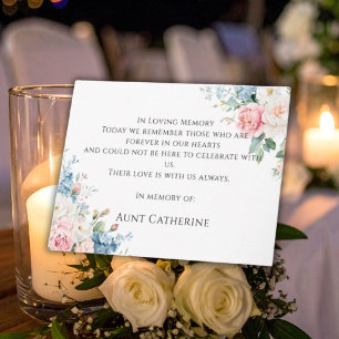 Agradecimento Cartão de Memória de Casamento Floral Rosa e Azul 