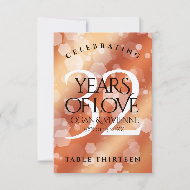 Agradecimento Cartão de Mesa de aniversário de casamento de Bron (Frente)