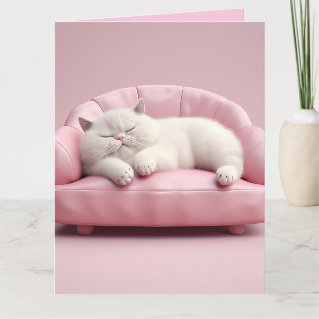 AGRADECIMENTO CARTÃO DE MORTE DE ANIVERSÁRIO DE GATO BRANCO (Frente)