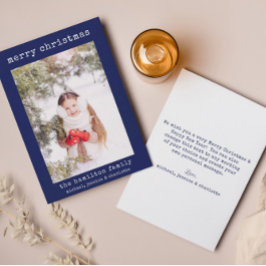 Agradecimento Cartão de Na moda minimalista de fotos de Natal da