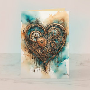 Agradecimento Cartão de Namorados de Amor Steampunk