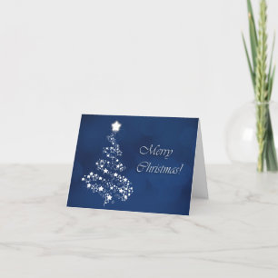 Agradecimento Cartão de Natal Azul e Branco com Oração