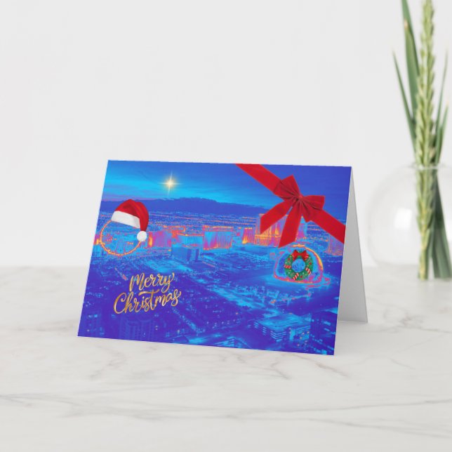 Agradecimento Cartão de Natal Blue Las Vegas (Frente)