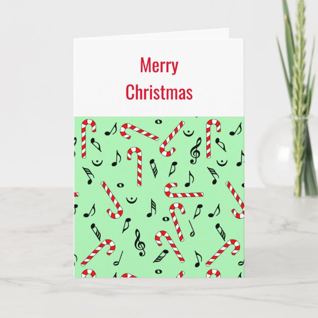 Agradecimento Cartão de Natal Candy Cane Music Notes (Frente)
