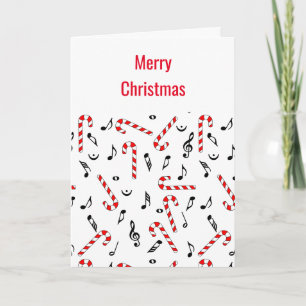 Agradecimento Cartão de Natal Candy Cane Music Notes