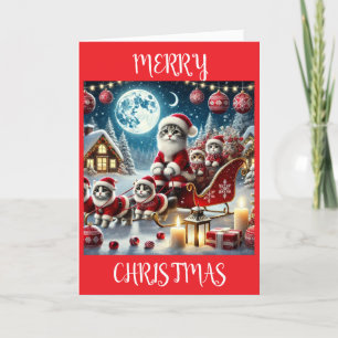 Agradecimento Cartão de Natal Cat Santa Clause