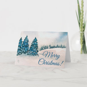 Agradecimento Cartão de Natal Cena de Neve Azul Saudação